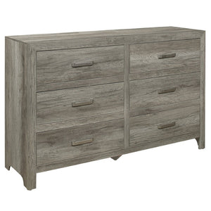 English Elm Queen Bedroom Set Six Piece Gray Planked Farmhouse Style with Satin Nickel Hardware B011S05968