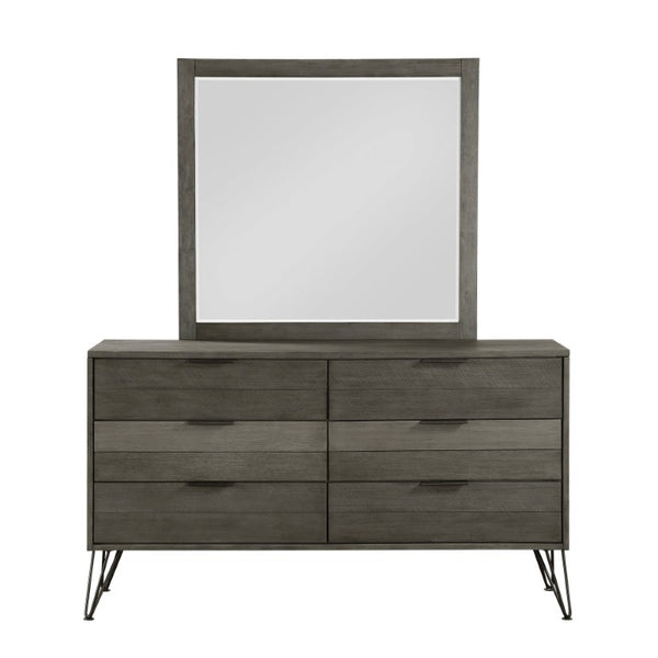 English Elm Twin Bedroom Set Six Piece Acacia Wood with Metal Legs and Three Tone Gray Finish B011S05976
