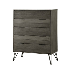 English Elm Twin Bedroom Set Six Piece Acacia Wood with Metal Legs and Three Tone Gray Finish B011S05976