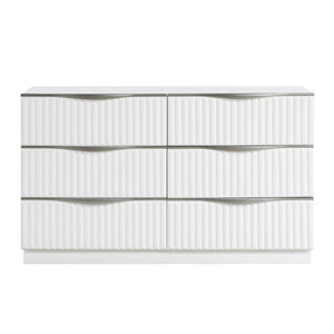 English Elm California King Bedroom Set Faux Fur Glam Headboard Pearl White Six Piece Suite B011S05978