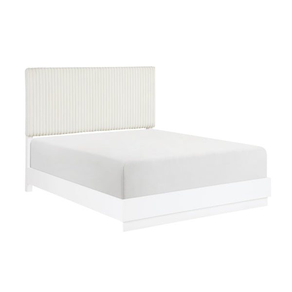 English Elm California King Bedroom Set Faux Fur Glam Headboard Pearl White Six Piece Suite B011S05978
