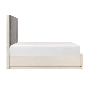 English Elm Eastern King 5 Pc Bedroom Set Gray Chenille Upholstered Bed with LED Lighting B011S05987