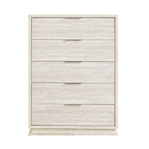 English Elm Queen Bedroom Set with LED Lighting Chenille Upholstered Bed and Six Storage Pieces B011S05992