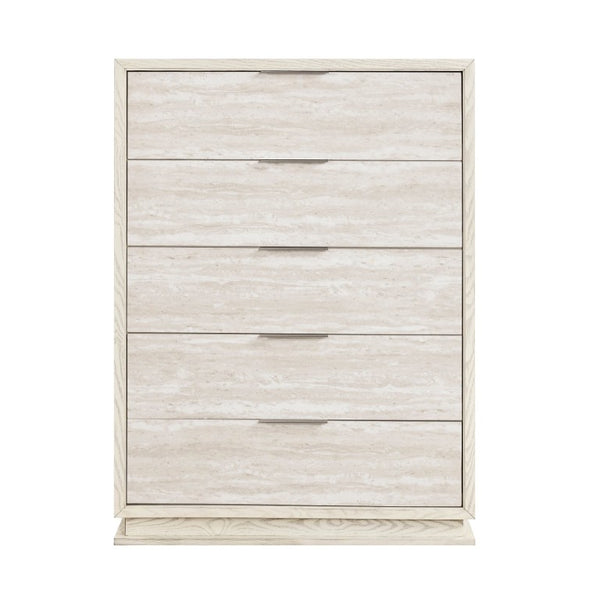 English Elm Queen Bedroom Set with LED Lighting Chenille Upholstered Bed and Six Storage Pieces B011S05992