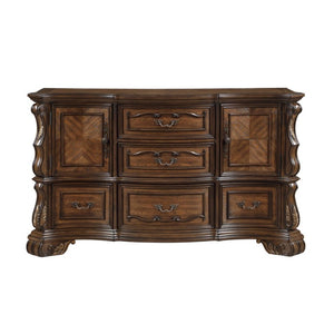 English Elm Queen Bedroom Set 5 Piece Ornate Wood Veneer Tufted Upholstered Traditional Suite B011S05997