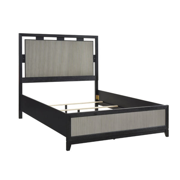 English Elm California King 5 Piece Bedroom Set with LED Lighting Reeded Panels Dovetail Drawers B011S06001