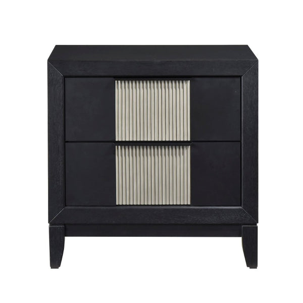 English Elm California King 5 Piece Bedroom Set with LED Lighting Reeded Panels Dovetail Drawers B011S06001