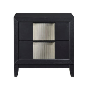 English Elm Queen Bedroom Set 5 Piece Solid Wood LED Headboard Reeded Panel Charcoal Gray B011S06003