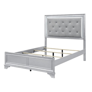 English Elm California King Glam Bedroom Set with LED Headboard Tufted Upholstery and Silver Finish B011S06007