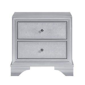 English Elm Queen Glam Bedroom Set Five Piece Silver Finish with LED Tufted Headboard and Storage B011S06009
