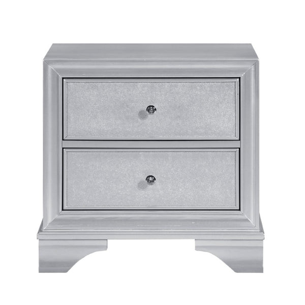 English Elm Queen Glam Bedroom Set Five Piece Silver Finish with LED Tufted Headboard and Storage B011S06009