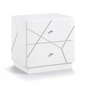 English Elm Eastern King 5 Piece Bedroom Set White UV Finish LED Lighting Geometric Wood Suite B011S06023