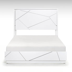 English Elm Eastern King 5 Piece Bedroom Set White UV Finish LED Lighting Geometric Wood Suite B011S06023