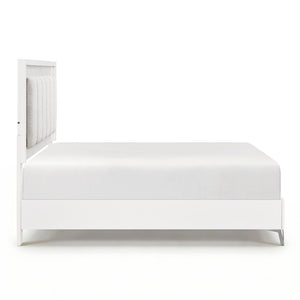 English Elm Eastern King 5 Piece Bedroom Set with LED Glam Headboard Faux Marble and Chrome Legs B011S06029