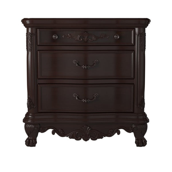 English Elm Night Stand Dresser Mirror and Chest Traditional 5 Piece Cherry Burl Bedroom Set B011S06049