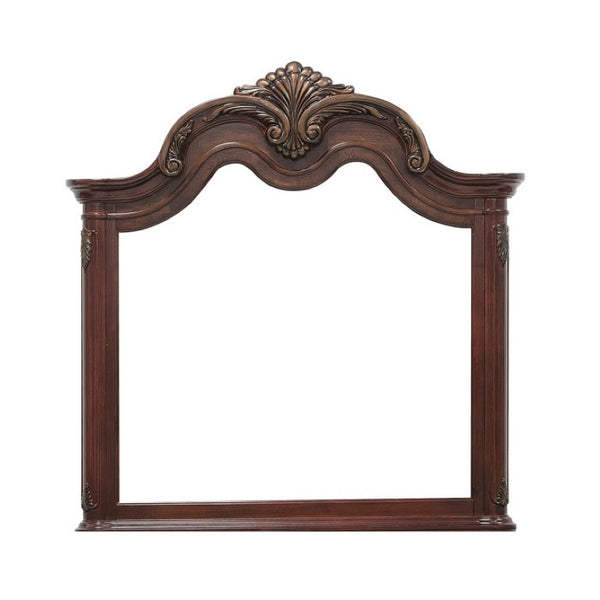 English Elm Night Stand Dresser Mirror and Chest Traditional 5 Piece Cherry Burl Bedroom Set B011S06049