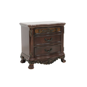 English Elm Night Stand Dresser Mirror and Chest Traditional 5 Piece Cherry Burl Bedroom Set B011S06049