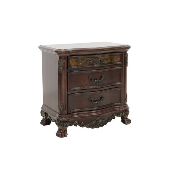 English Elm Night Stand Dresser Mirror and Chest Traditional 5 Piece Cherry Burl Bedroom Set B011S06049