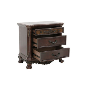 English Elm Night Stand Dresser Mirror and Chest Traditional 5 Piece Cherry Burl Bedroom Set B011S06049