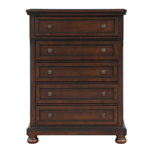 English Elm Eastern King Bedroom Set Birch Veneer Transitional Style with Footboard Storage Drawers B011S06063