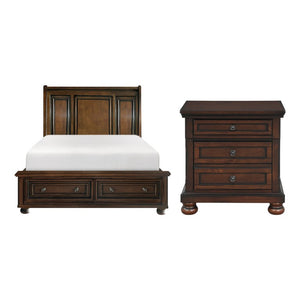 English Elm California King Bed Set Birch Hardwood Traditional Carved Bun Feet with Hidden Storage B011S06064