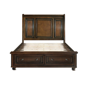 English Elm California King Bed Set Birch Hardwood Traditional Carved Bun Feet with Hidden Storage B011S06064