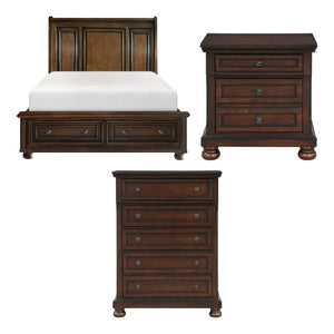 English Elm Full Bedroom Set 3 Piece Birch Hardwood Traditional Suite with Hidden Storage Drawers B011S06069