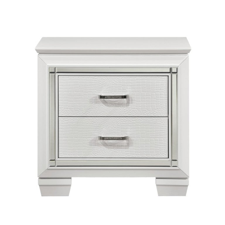 English Elm Night Stand Dresser Mirror Chest 5 Piece Glam Bedroom Set with LED Backlighting B011S06071