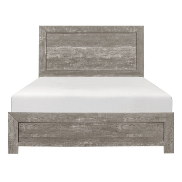 English Elm California King Panel Bed Set with Nightstand and Chest in Gray Wood Grain Finish B011S06105