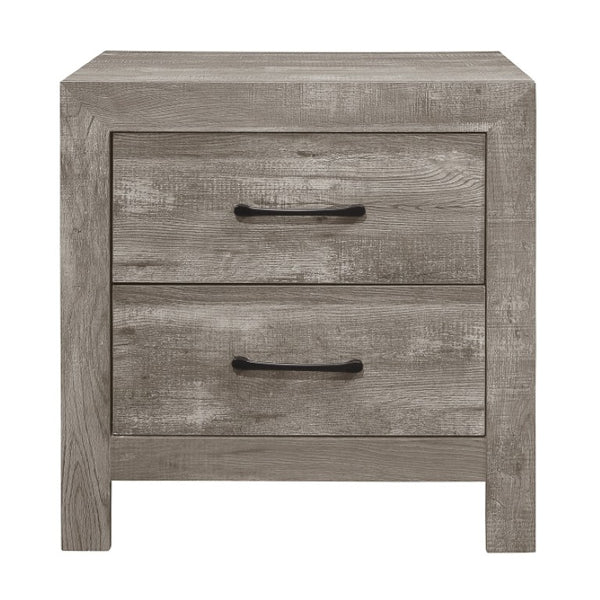English Elm California King Panel Bed Set with Nightstand and Chest in Gray Wood Grain Finish B011S06105