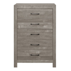 English Elm California King Panel Bed Set with Nightstand and Chest in Gray Wood Grain Finish B011S06105