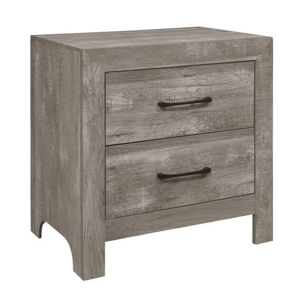 English Elm California King Panel Bed Set with Nightstand and Chest in Gray Wood Grain Finish B011S06105