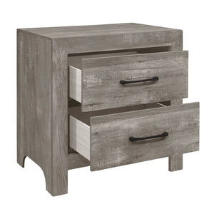 English Elm California King Panel Bed Set with Nightstand and Chest in Gray Wood Grain Finish B011S06105