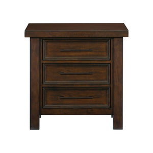 English Elm Night Stand Dresser Mirror and Chest Bedroom Set Mango Veneer Warm Brown Finish B011S06111