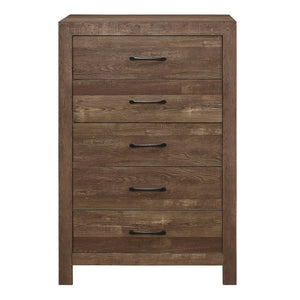 English Elm Night Stand Dresser Mirror and Chest Set Rustic Brown Wood Grain Bedroom Suite B011S06130