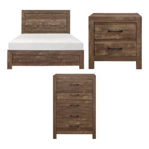 English Elm California King Panel Bed Nightstand and Chest Set Rustic Farmhouse Faux Wood B011S06137