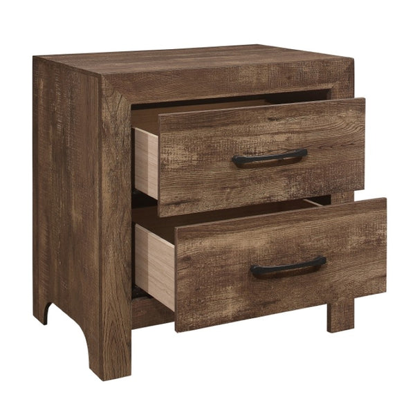 English Elm California King Panel Bed Nightstand and Chest Set Rustic Farmhouse Faux Wood B011S06137