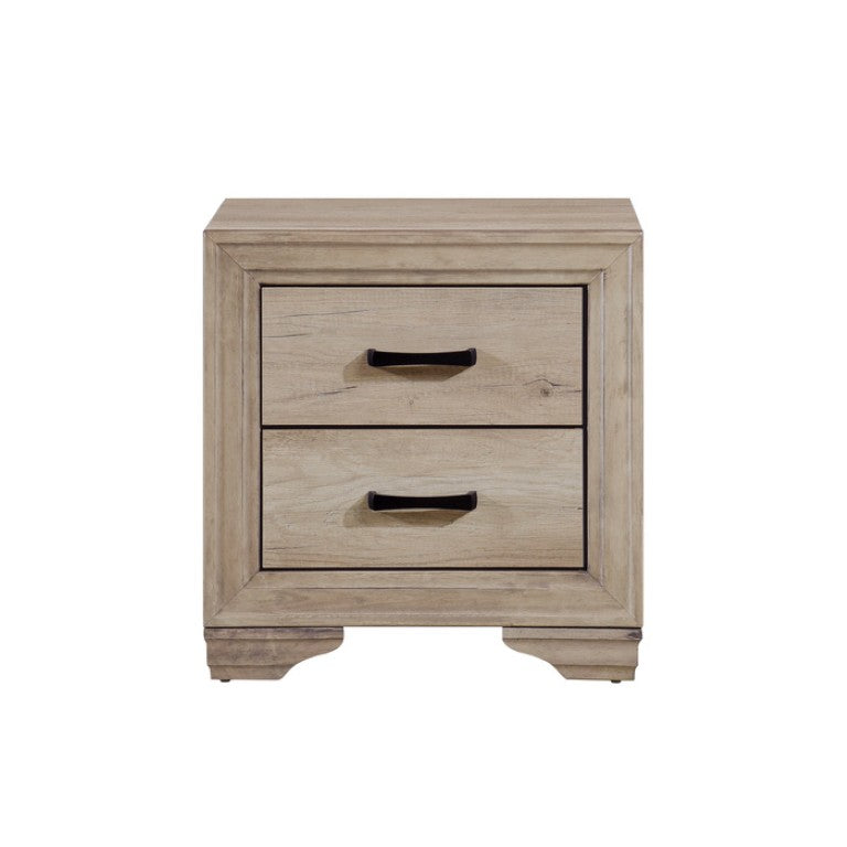English Elm Night Stand Dresser Mirror and Chest Bedroom Set with Industrial Metal Hardware B011S06143