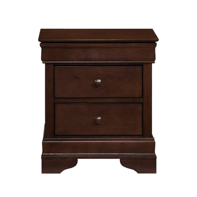 English Elm Night Stand Dresser Mirror Chest 5 Piece Bedroom Set in Rich Traditional Cherry B011S06170