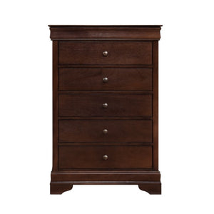 English Elm Queen Sleigh Bedroom Set Louis Philippe Style Okume Veneer Dark Cherry Finish B011S06179