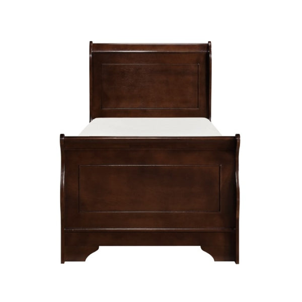 English Elm Twin Louis Philippe Sleigh Bed Set with Okume Veneer and Two Matching Nightstands B011S06184