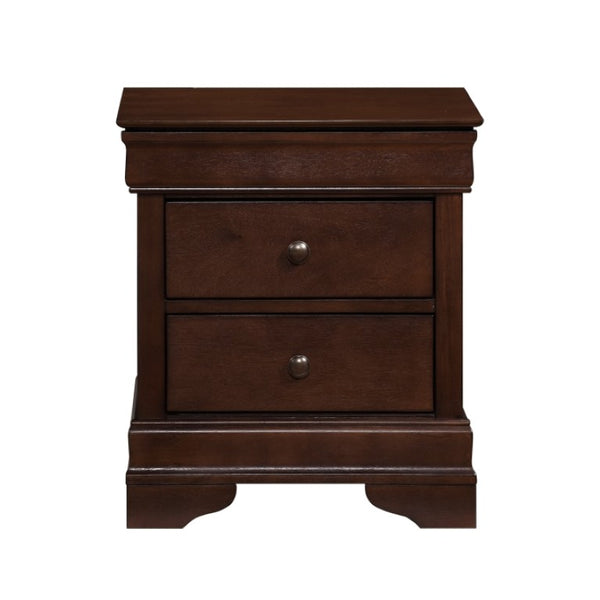 English Elm Twin Louis Philippe Sleigh Bed Set with Okume Veneer and Two Matching Nightstands B011S06184