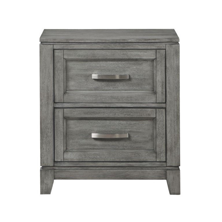 English Elm Night Stand Dresser Mirror and Chest Bedroom Set Okume Veneer Gray Rustic Suite B011S06186