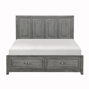 English Elm Eastern King Bedroom Set Okume Veneer Gray Finish with Storage Footboard Nightstands B011S06189