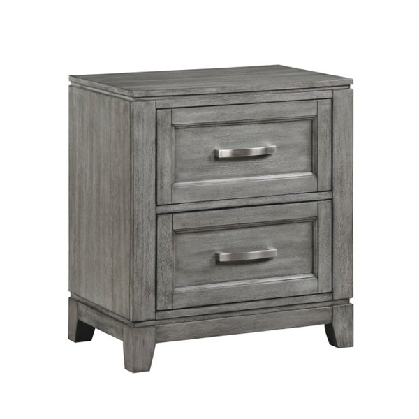 English Elm California King Bedroom Set Okume Veneer Storage Bed with Nightstand Gray Finish B011S06191