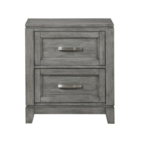 English Elm California King Bedroom Set Okume Veneer Gray Finish with Storage Footboard B011S06193