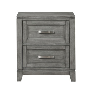 English Elm Full Bed and Nightstand Set Okume Veneer Gray Finish Transitional Farmhouse Bedroom B011S06197