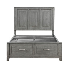 English Elm Full Bed and Nightstand Set Okume Veneer Gray Finish Transitional Farmhouse Bedroom B011S06197