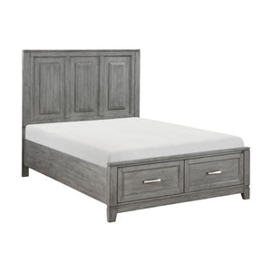 English Elm Full Bed and Nightstand Set Okume Veneer Gray Finish Transitional Farmhouse Bedroom B011S06197