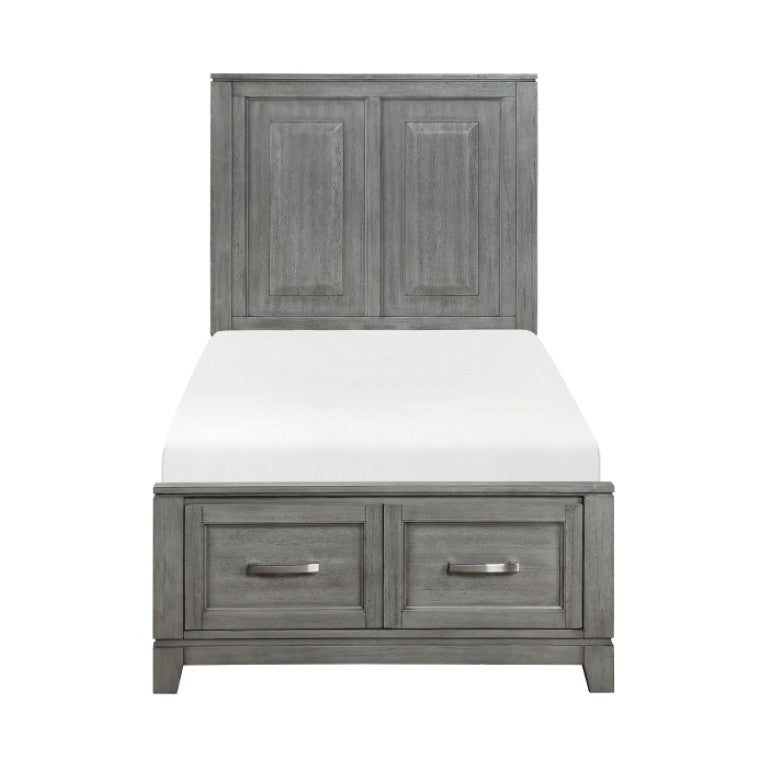 English Elm Twin Storage Bed and Nightstand Set Okume Veneer Gray Transitional Bedroom B011S06201